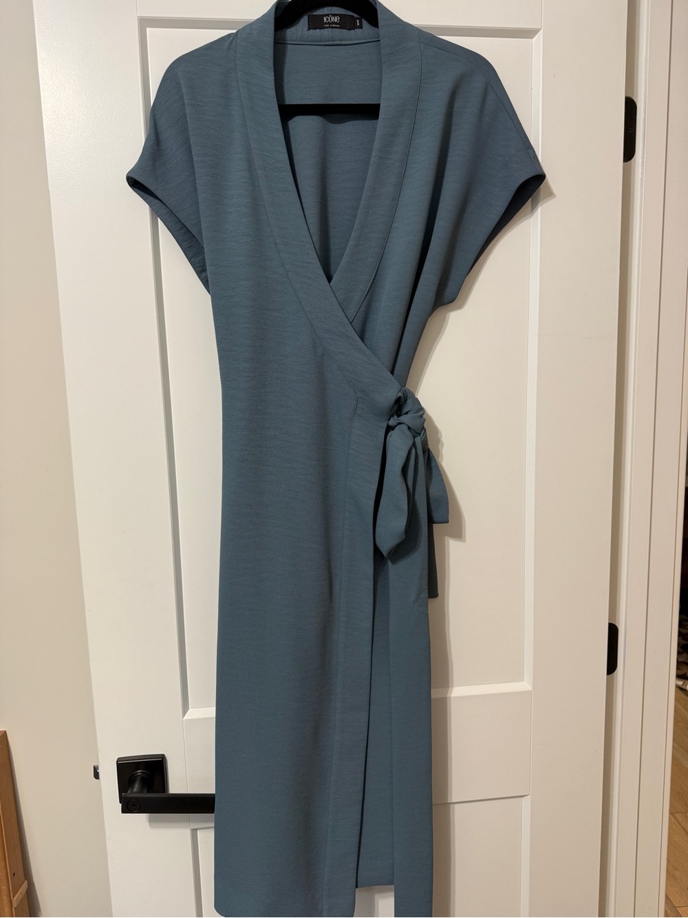 Simons Icone Slate Blue Piqué wrap dress